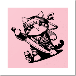 Cat with a knife Posters and Art